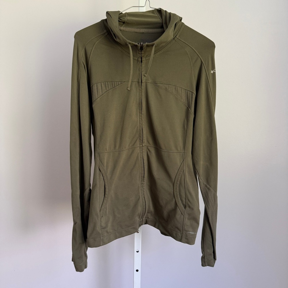 Columbia Titan Lite women's size M Hooded Full Zip Jacket Olive Green Athletic